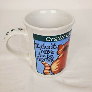 Vintage Crazy Cats I Don't Have to Be‎ Social Coffee Mug Small 4"x3"